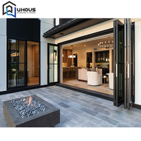 Portes pliantes en aluminium coupe-vent personnalisées, Double verre trempé, Double porte de Patio pour Villa