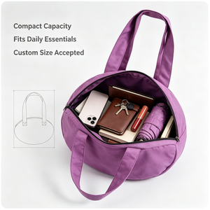 Bolsa de Lona Circular Reciclada con Diseño Impreso, para Actividades Casuales, Portátil, para el Uso Diario, Compras, Bolsa de Hombro - Product Image 4