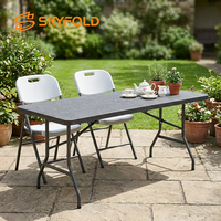 Table de bar pliante portable noire de 6 pieds en matériau HDPE, mobilier commercial pour hôtels et événements