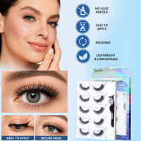 Cils pré-collés 5 paires, cils entiers auto-adhésifs, faux cils 3D, faux cils en vison synthétique, prix d'usine