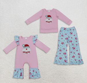 Ensemble de vêtements de noël pour petites filles, haut à manches longues avec imprimé du père noël, pantalon à fleurs, rose et bleu, tenue pour enfants - Product Image 2