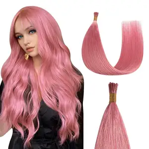 Wholesale Raw European Rose Pink Colored Straight i Tips Human Hair Extension 12A Cuticle Aligned Keratin Tip Hair Extensions