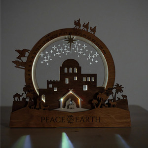 Paquete de Adornos Navideños y de Pascua de Estilo Americano en Madera para Regalos Festivos - Product Image 3