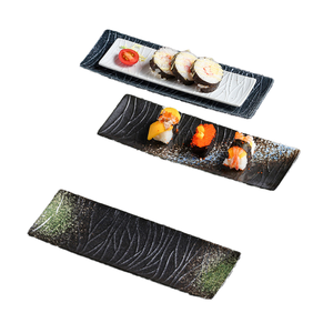 Plateau à Sushi Rectangulaire de Style Japonais en Porcelaine Grandes Assiettes Plates Longues en Céramique Noire - Product Image 1