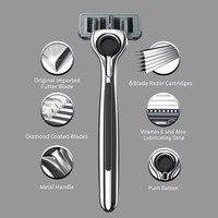 Kit de rasoir à 6 lames remplaçables pour homme, directement de l'usine, avec support, rasoir en acier inoxydable pour le rasage quotidien et l'entretien corporel