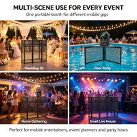 Table de DJ pliable et illuminée par LED, portable, avec plateau pour platine DJ, revêtement en métal et tissu, pour discothèque, bar, événements, cadeaux promotionnels