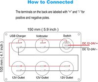 Cargador USB Dual de 12V con Encendedor de Cigarrillos, Toma de Corriente, Voltímetro LED, Interruptor de Palanca, Panel Múltiple para Auto, Barco, RV, 4.2A