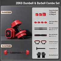 Ensemble d'haltères premium 4 en 1, 5-100 lb, ensemble de barres et de kettlebells, poids réglables avec revêtement PPC pour l'entraînement en force