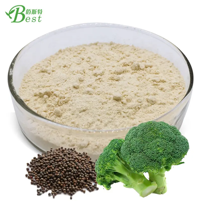 مسحوق برائحة البروكلي العضوي dl-sulforaphane المكمل مستخلص بذور البروكلي سلفارافان 5% 10% 1% مسحوق السلفارافان