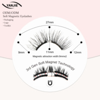 Ensemble de cils magnétiques doux, aimants réutilisables, format voyage, matériau PBT, semi-faits à la main, naturels, courbure D C, avec applicateur