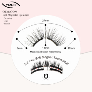 Ensemble de <span class=keywords><strong>cils</strong></span> magnétiques souples, aimants réutilisables, légers, format voyage, en fibres, semi-faits à la main, naturels, doux, durables, courbure D/C - Product Image 1