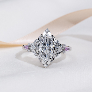 Bague d'éternité Messi Jewelry MSR-2128 en or 14 carats, forme marquise, design fantaisie, diamant de laboratoire, bague de fiançailles - Product Image 1