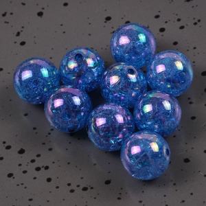 Perles acryliques en vrac de 16 mm, couleur AB irisée, effet craquelé, plaquées, pour accessoires de cheveux, bijoux DIY, perles en verre lampwork - Product Image 4