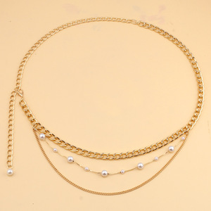 Chaîne de corps multicouche pour femme avec perles d'imitation, accessoire de taille décontracté et tendance - Product Image 2