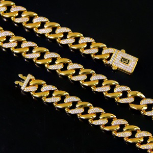 Conjunto de Collar y Pulsera de Lujo Chapado en Oro de 21k con Circonitas, Estilo Hip Hop, Joyería de Boda para Mujer, Estilo Dubái - Product Image 3
