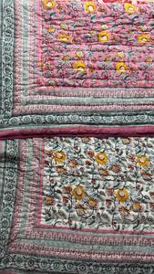 Rajasthani Handblock Print Patchwork Duvet Vintage Style <b>Queen</b> <b>Size</b> Cotton KanthaQuilt Soft Reversible Winter Blanket for Hotel - Product Image 4
