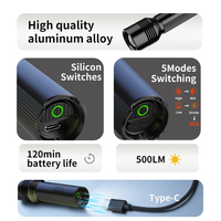 Brightenlux Vente en gros Lampe torche LED rechargeable portable de poche à zoom en métal 18650 USB longue portée haute puissance