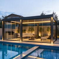 Garten-Überdachung Wasserdichter Pavillon 6x4 Motorisiertes Metall-Outdoor-Lamellendach-System Bioklimatische Aluminium-Pergola