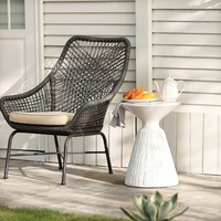 Table basse d'appoint sur piétement texturé en écorce d'arbre MgO, pour intérieur et extérieur, patio, jardin, mobilier de salon moderne et minimaliste