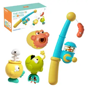 צעצועי אמבט לתינוק צעצועי דיג מגנטיים עם שקית אחסון ומתנות יום הולדת כוכבים לילדים בגילאי 1-3