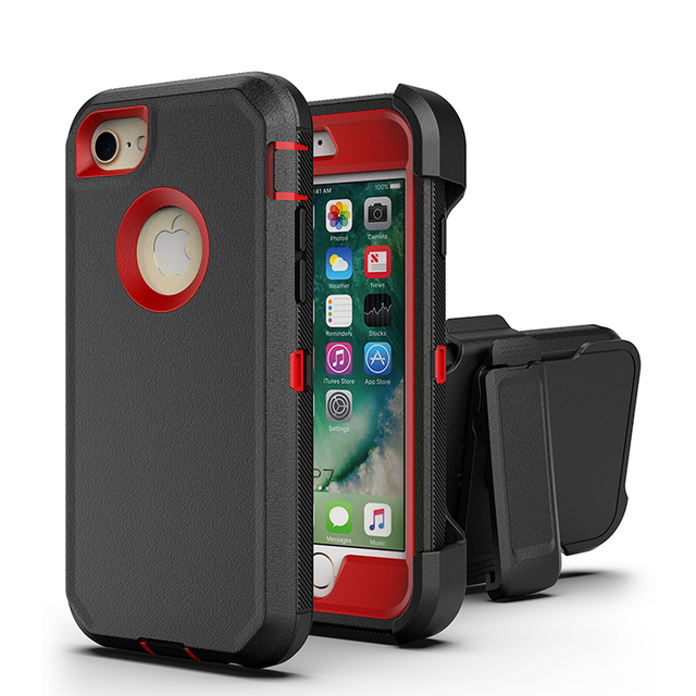 Cover for iPhone 6+/7+/8+ 3 Layer Hybrid Shockproof Defender Protect Case for IP 8 Plus Anti-Knock Phone Shell with Clip