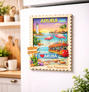 Aimant de réfrigérateur en MDF de style Aruba Ocean Beach, design personnalisé, forme rectangulaire, souvenir décoratif, durable, léger, pour touristes - Product Image 2