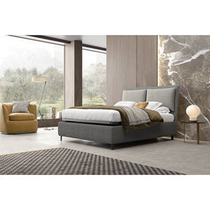 Letto matrimoniale contenitore in tessuto grigio - Product Image 1