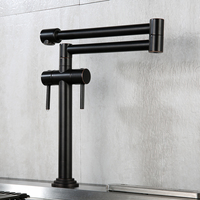 Robinet de cuisine Aquacubic Pot Filler en bronze huilé, pliable, à 2 poignées avec double articulation extensible