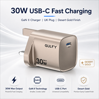 Chargeur rapide USB C GaN 30W, prise UK, en stock, chargeur mural GULFY PD, vente en gros