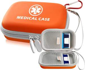 Étui de transport orange compatible avec le porte-<span class=keywords><strong>inhalateur</strong></span> pour asthme - pour 2 injecteurs automatiques Auvi-Q, inhalateurs et spray nasal (étui uniquement) - Product Image 1