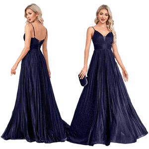 Vestidos de Noche de Lujo para Mujer, Vestidos de Fiesta Largos de Satén sin Mangas con Cuello en V, Vestidos Elegantes de Dama de Honor para Boda - Product Image 6