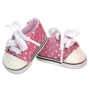 Glitter nero 18 pollici eco-friendly PU <span class=keywords><strong>bambola</strong></span> scarpe da Tennis stile cartone animato morbido modello educativo Mini giocattolo per bambole 18 pollici - Product Image 1