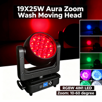 Projecteur LED professionnel à tête mobile 19x25W Effet Bee Eye Zoom Wash Aura Ring RGBW DMX Sonore pour Scène