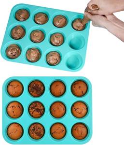 MUYULINS - Molde para Hornear Pasteles y Cupcakes de Silicona Estándar, Antiadherente, Grado Platino LFGB, Libre de BPA, Color Rojo, 12 Tazas - Product Image 5
