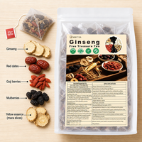 Tisane aux cinq trésors de ginseng en sachets, avec goji, jujube et mûre, pour le soutien énergétique, vente en gros, OEM, marque privée, complément alimentaire