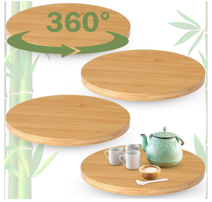 ถาดหมุนไม้แบบ Lazy Susan หมุนได้ 360 องศา สำหรับจัดเก็บของในตู้ทรงกลม - Product Image 1