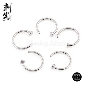 Highly Polished G23 Titanium Body Jewelry Flat Top Nose Ring 18 Gauge