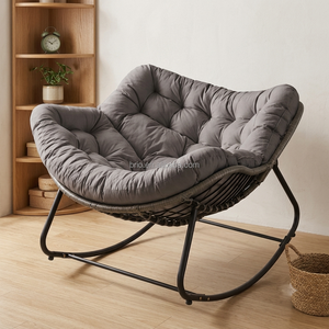 Factory Hot <strong>Sale</strong> Oversized Modern Design Indoor/Outdoor <strong>Rocking</strong> <strong>Chair</strong> Sturdy Comfy Rocker Recliner Large Lounging <strong>Chair</strong> Beige - Product Image 4