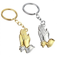 Pendentif créatif en alliage de mode, geste de prière chrétien de Jésus, porte-clés, collier, breloque pour sac