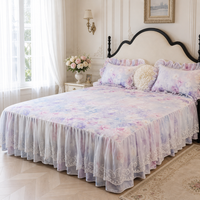Ensemble de literie de luxe coréen en coton pur à volants de haute qualité avec dentelle élégante pour la décoration de chambre de fille