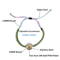 Bracelet en corde tressée Zodiac, réglable, en acier inoxydable plaqué or 14 carats, bracelet à breloques, bijoux faits à la main, cadeau