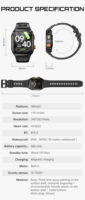Reloj Inteligente KT89 2025, Resistente al Agua 3ATM IP68, Pantalla IPS HD de 1.96'', Batería de 880mAh, Llamadas por Bluetooth, Monitor de Oxígeno en Sangre y Frecuencia Cardíaca