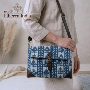 Sling <b>Bag</b> Wholesale Indigo Block Print <b>Tablet</b> Crossbody <b>Bag</b> Handmade Cotton Sleeve with Strap Export India - Product Image 1