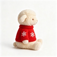 Peluche Agneau Kawaii, Jouet Doux en Forme de Mouton avec Pull Tricoté à Flocons de Neige Rouges, Cadeau Idéal, Jouet en Peluche Mouton
