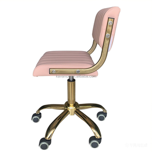 Taburete de Salón Giratorio Portátil y Duradero de Cuero Sintético Ecológico, Moderno, con Altura Ajustable y Ruedas para Spa, Manicura y Tienda - Product Image 4