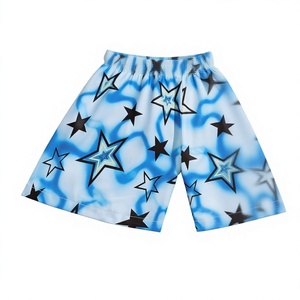 Short de bain décontracté pour homme à séchage rapide, imprimé étoiles bleues, taille élastique avec cordon de serrage, longueur courte - Product Image 5