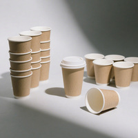 Gobelet en papier jetable à double paroi, résistant à la chaleur, recyclable, sans PFAS, pour café chaud, thé, café à emporter, avec logo personnalisé et couvercle