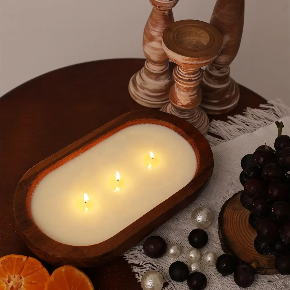 Ciotole per pasta in legno ovali vassoio decorativo rustico intagliato a mano ciotola per pasta grande candela ciotola lunga in legno per la decorazione