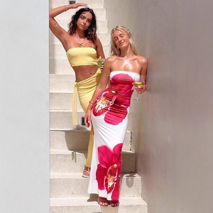 Vestidos Casuales de Verano 2026 Estilo Europeo Americano, Elegantes y Sexys, Ajustados, con Estampado Floral, de Secado Rápido, <span class=keywords><strong>para</strong></span> Vacaciones, Venta al Por Mayor - Product Image 3