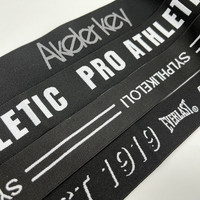 Precio bajo logotipo personalizado impreso Web tejido correa elástica ropa interior Nylon Spandex pliegue sobre banda elástica